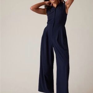 Athleta Brooklyn Heights Wide-Leg Jumpsuit in navy blue 8p